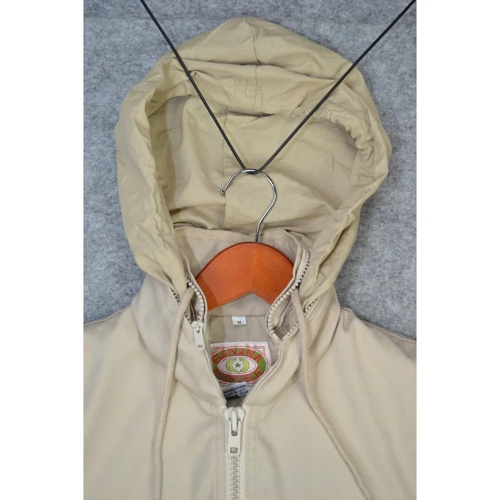 VTG Banana Republic Safari‎ Vest Mens Medium Beige Mock Neck Full Zip Hiking